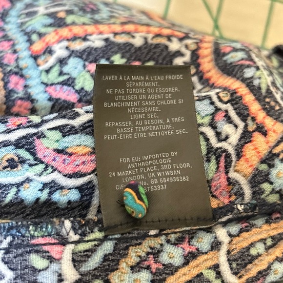 Anthropologie Maeve Size M Dress Paisley Tiered Dress Navy Blue Pink Rio Puffy - Picture 12 of 12